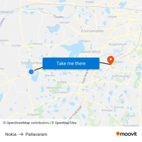 Nokia to Pallavaram map