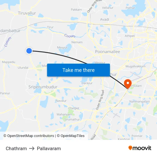 Chathram to Pallavaram map