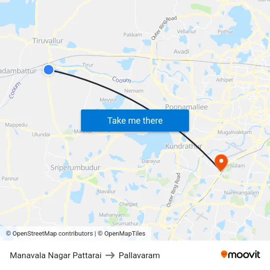 Manavala Nagar Pattarai to Pallavaram map