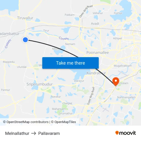 Melnallathur to Pallavaram map