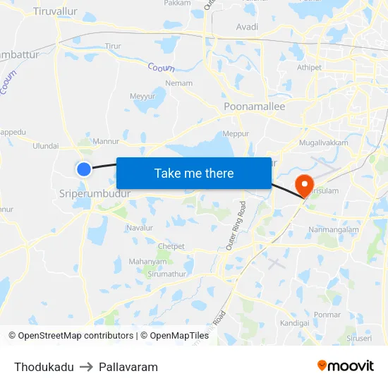 Thodukadu to Pallavaram map