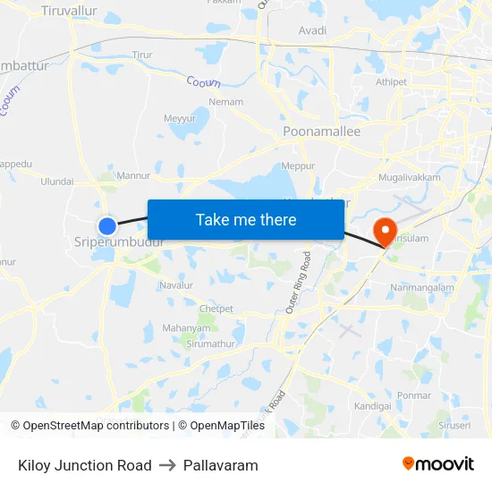 Kiloy Junction Road to Pallavaram map