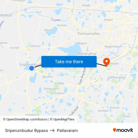 Sriperumbudur Bypass to Pallavaram map