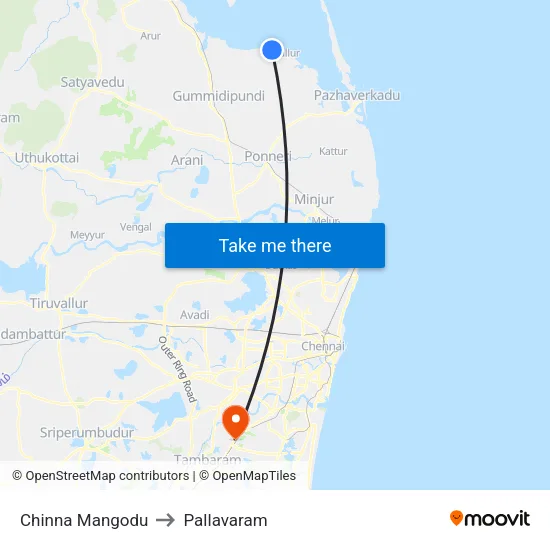 Chinna Mangodu to Pallavaram map