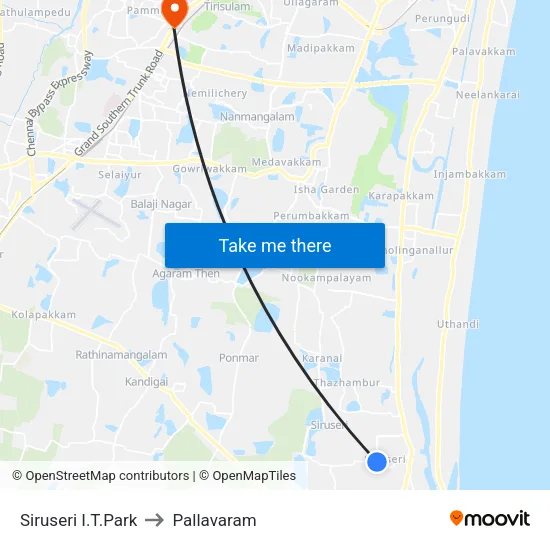 Siruseri I.T.Park to Pallavaram map