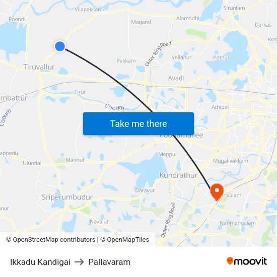 Ikkadu Kandigai to Pallavaram map