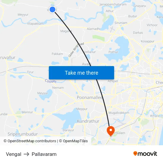 Vengal to Pallavaram map