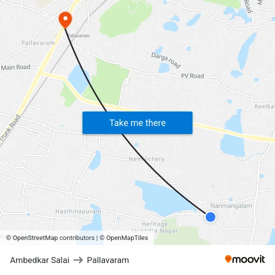 Ambedkar Salai to Pallavaram map