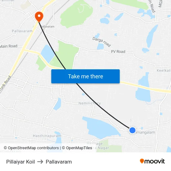 Pillaiyar Koil to Pallavaram map