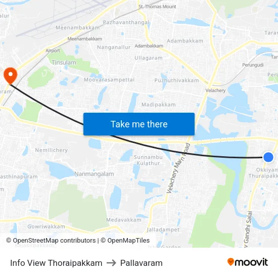 Info View Thoraipakkam to Pallavaram map