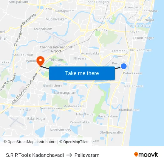 S.R.P.Tools Kadanchavadi to Pallavaram map