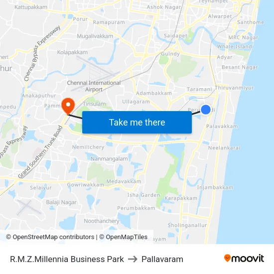 R.M.Z.Millennia Business Park to Pallavaram map