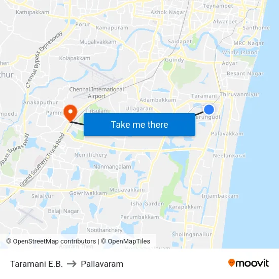Taramani E.B. to Pallavaram map