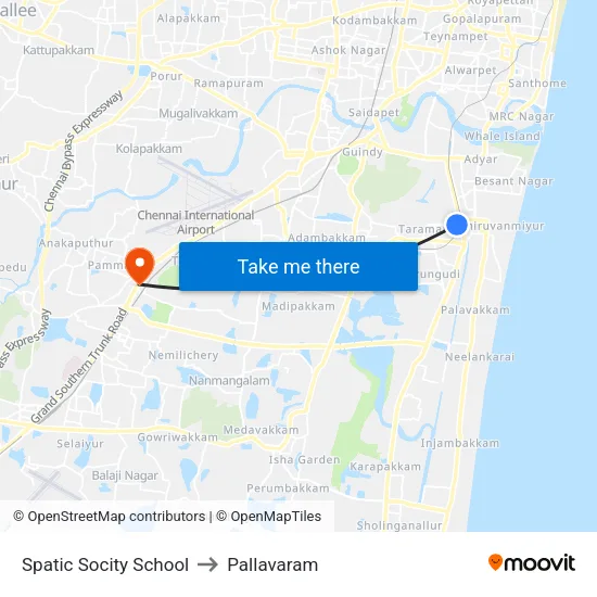 Spatic Socity School to Pallavaram map