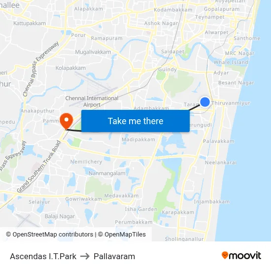 Ascendas I.T.Park to Pallavaram map