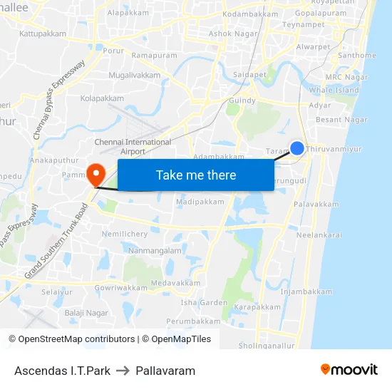 Ascendas I.T.Park to Pallavaram map