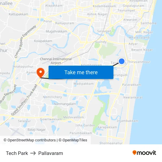 Tech Park to Pallavaram map