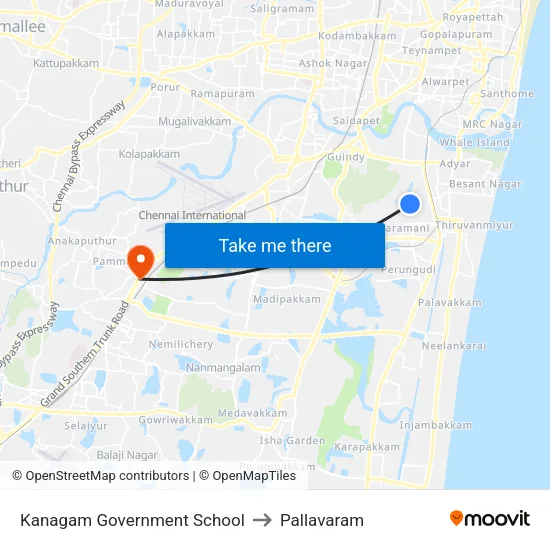 Kanagam Government School to Pallavaram map