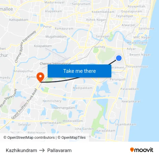 Kazhikundram to Pallavaram map