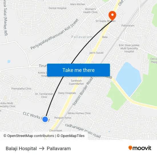 Balaji Hospital to Pallavaram map