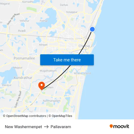 New Washermenpet to Pallavaram map