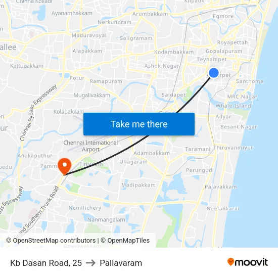 Kb Dasan Road, 25 to Pallavaram map