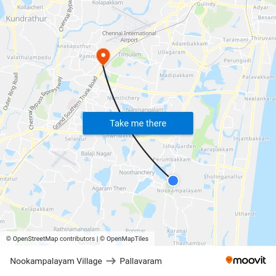 Nookampalayam Village to Pallavaram map