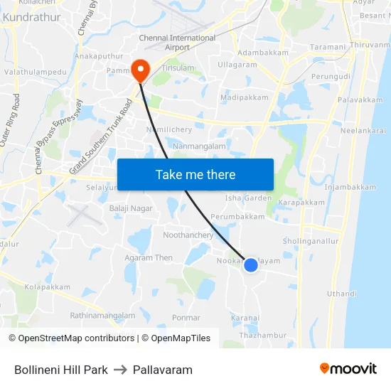 Bollineni Hill Park to Pallavaram map