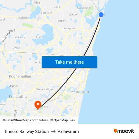 Ennore Railway Station to Pallavaram map
