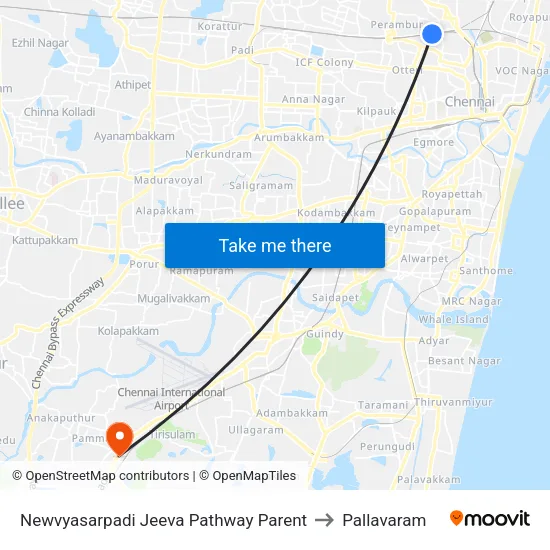 Newvyasarpadi Jeeva Pathway Parent to Pallavaram map