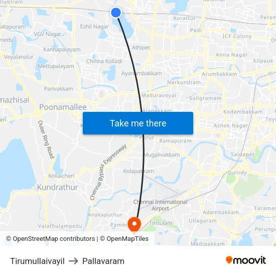 Tirumullaivayil to Pallavaram map