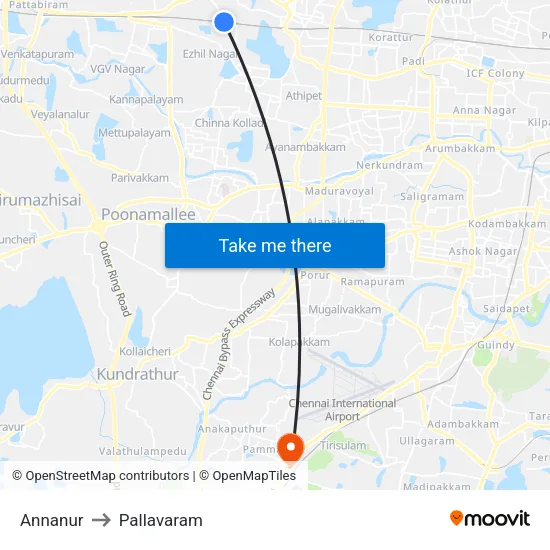 Annanur to Pallavaram map