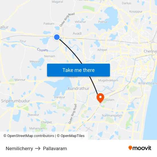 Nemilicherry to Pallavaram map