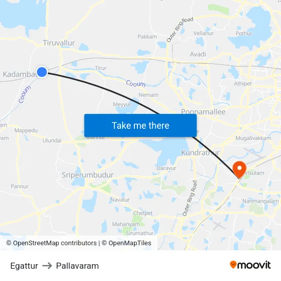 Egattur to Pallavaram map