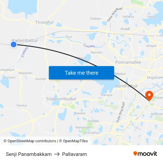Senji Panambakkam to Pallavaram map