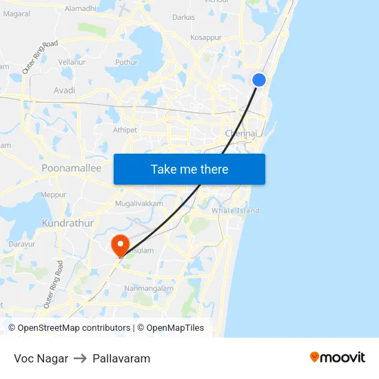 Voc Nagar to Pallavaram map