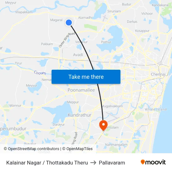 Kalainar Nagar / Thottakadu Theru to Pallavaram map