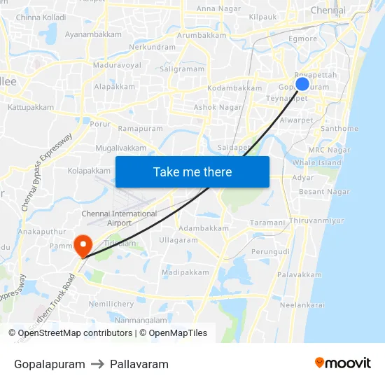 Gopalapuram to Pallavaram map