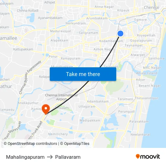 Mahalingapuram to Pallavaram map