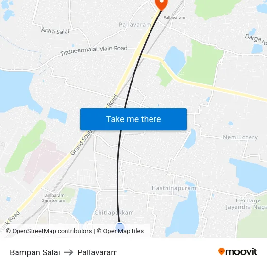 Bampan Salai to Pallavaram map
