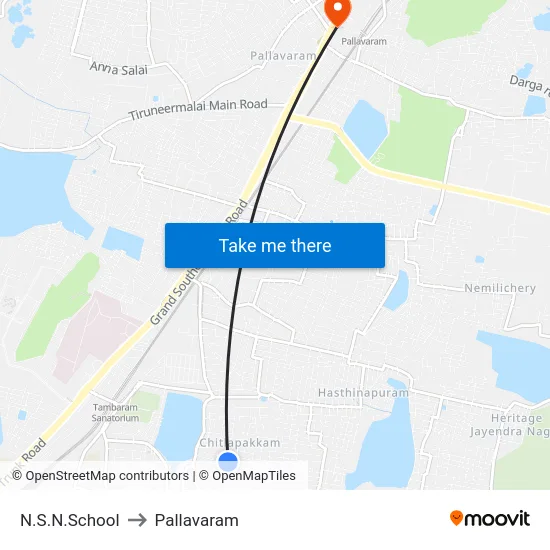 N.S.N.School to Pallavaram map