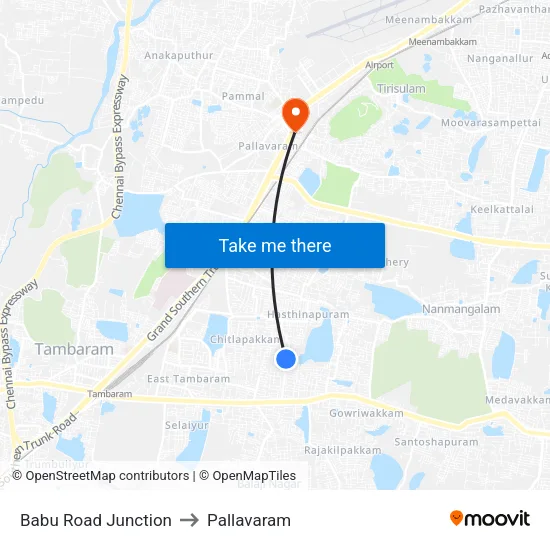 Babu Road Junction to Pallavaram map