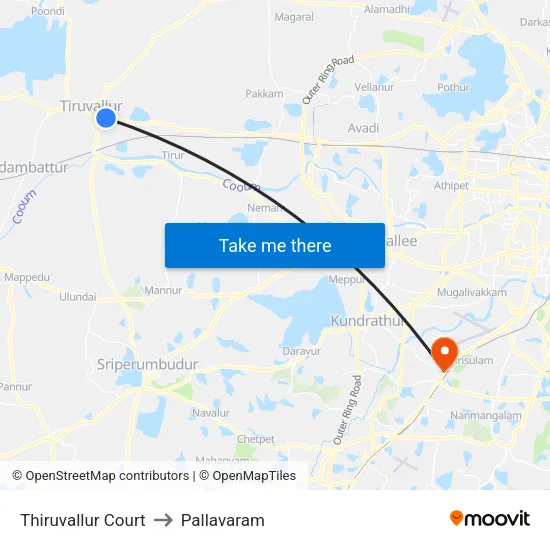 Thiruvallur Court to Pallavaram map