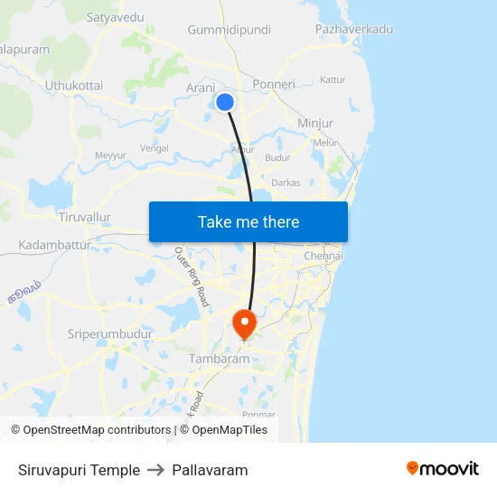 Siruvapuri Temple to Pallavaram map