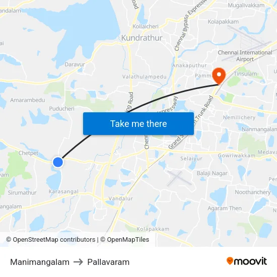 Manimangalam to Pallavaram map