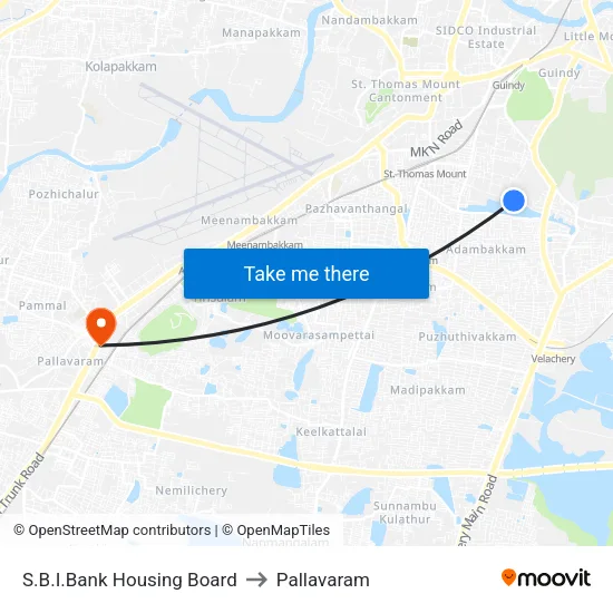 S.B.I.Bank Housing Board to Pallavaram map