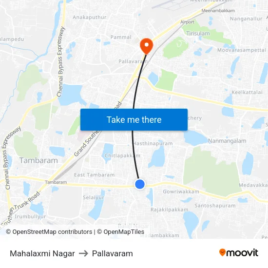 Mahalaxmi Nagar to Pallavaram map
