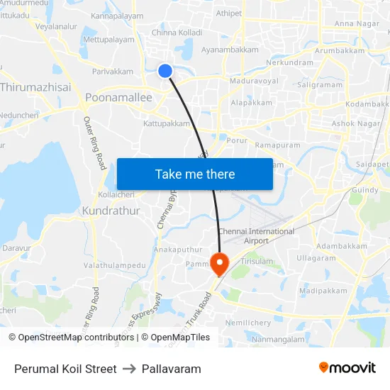 Perumal Koil Street to Pallavaram map