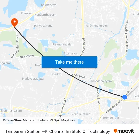 Tambaram Station to Chennai Institute Of Technology map