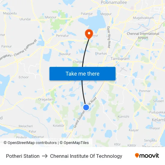 Potheri Station to Chennai Institute Of Technology map